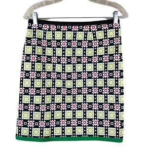 Etcetera Skirt Geometric Green Black Red Size 2